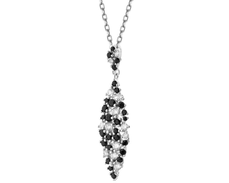 Rhodium Plated Silver Pendant with Cubic Zirconia