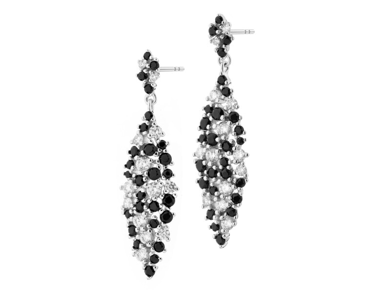 Rhodium Plated Silver Dangling Earring with Cubic Zirconia