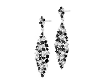 Rhodium Plated Silver Dangling Earring with Cubic Zirconia