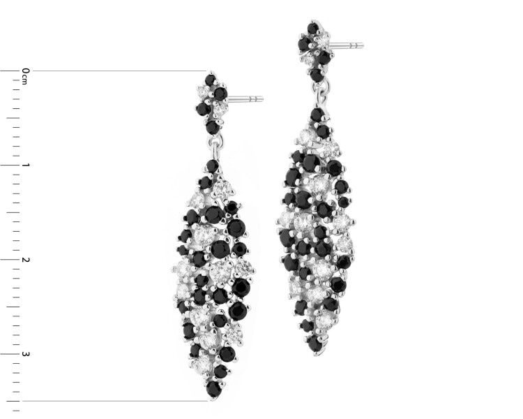 Rhodium Plated Silver Dangling Earring with Cubic Zirconia