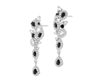 Rhodium Plated Silver Dangling Earring with Cubic Zirconia