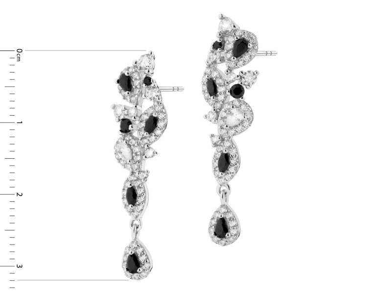 Rhodium Plated Silver Dangling Earring with Cubic Zirconia