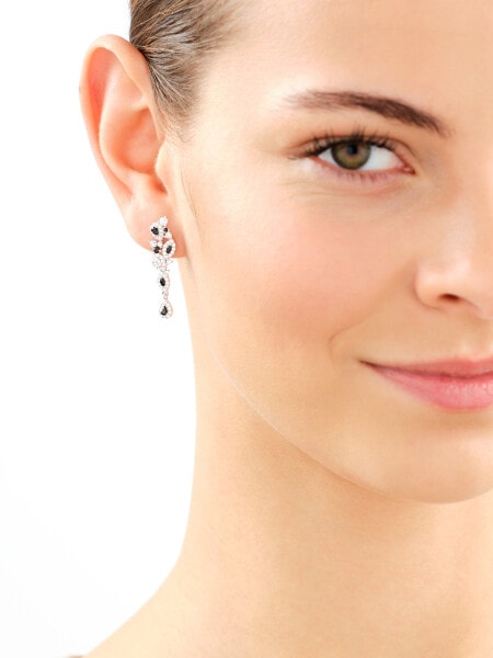 Rhodium Plated Silver Dangling Earring with Cubic Zirconia