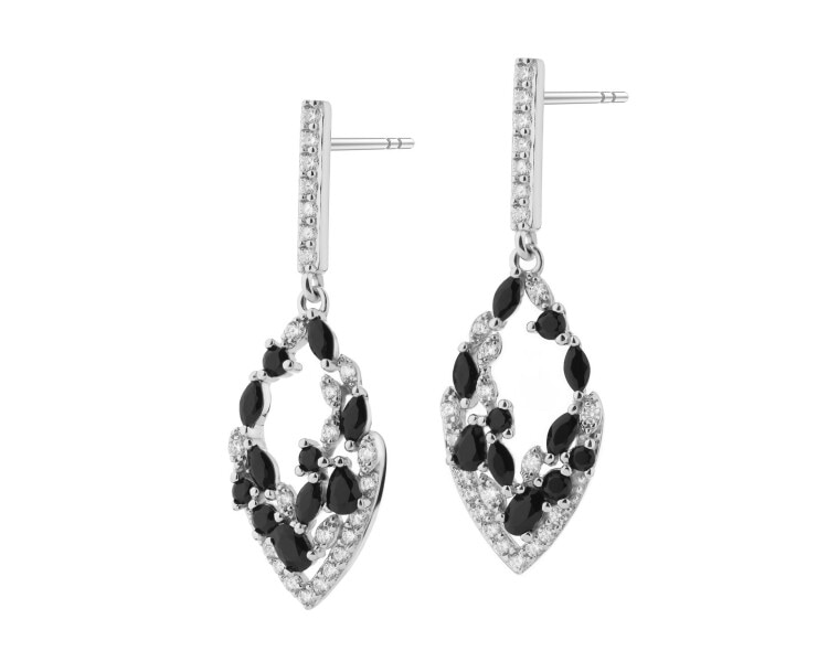 Rhodium Plated Silver Dangling Earring with Cubic Zirconia