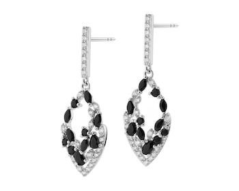 Rhodium Plated Silver Dangling Earring with Cubic Zirconia