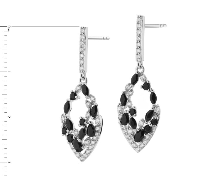 Rhodium Plated Silver Dangling Earring with Cubic Zirconia