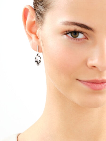 Rhodium Plated Silver Dangling Earring with Cubic Zirconia