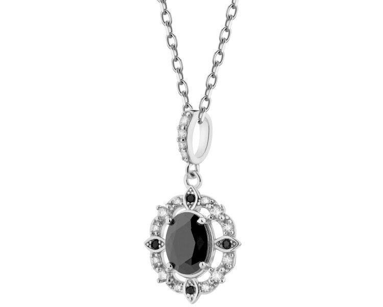 Rhodium Plated Silver Pendant with Cubic Zirconia