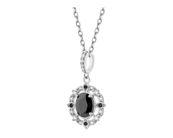 Rhodium Plated Silver Pendant with Cubic Zirconia