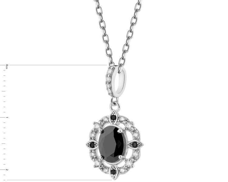 Rhodium Plated Silver Pendant with Cubic Zirconia