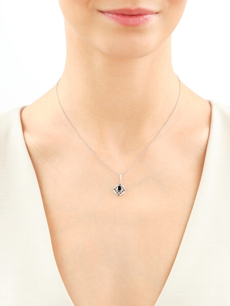 Rhodium Plated Silver Pendant with Cubic Zirconia