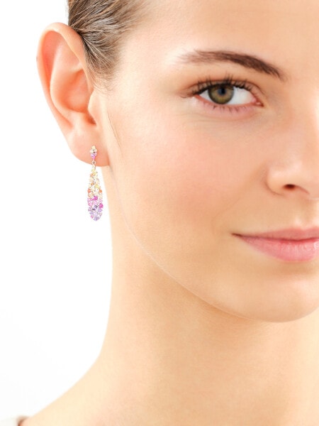 Rhodium Plated Silver Dangling Earring with Cubic Zirconia