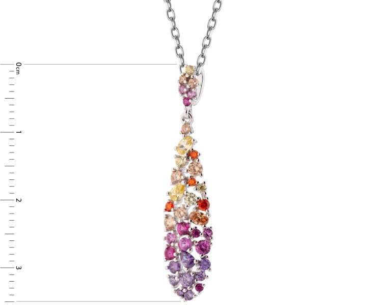 Rhodium Plated Silver Pendant with Cubic Zirconia