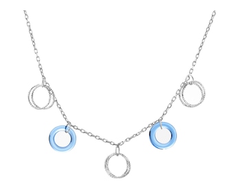 Rhodium Plated Silver Necklace with Glass