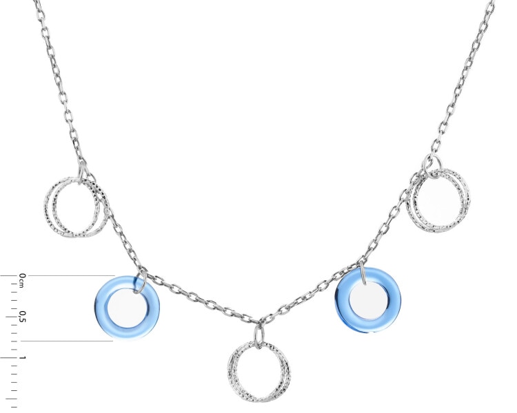 Rhodium Plated Silver Necklace with Glass