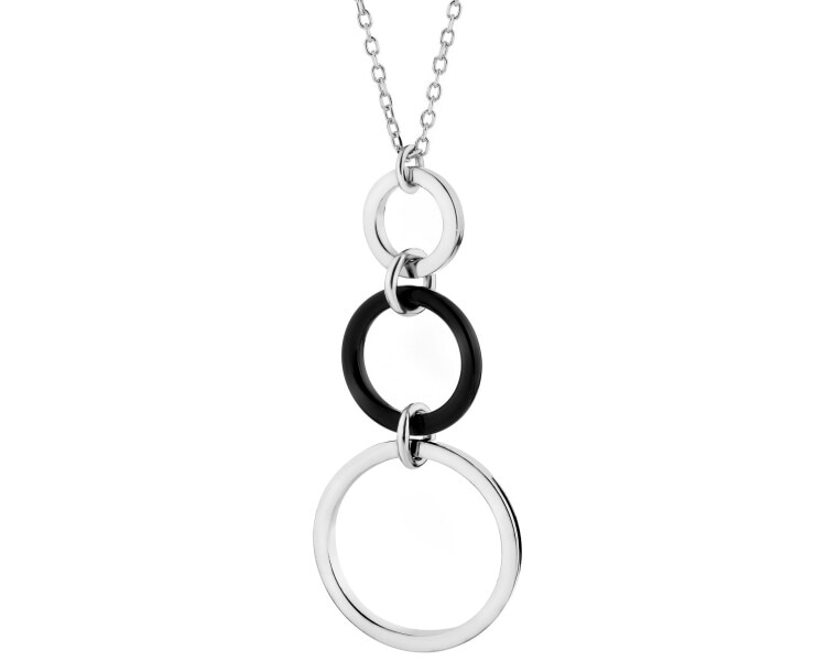 Rhodium Plated Silver Necklace with Glass