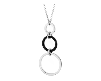 Rhodium Plated Silver Necklace with Glass