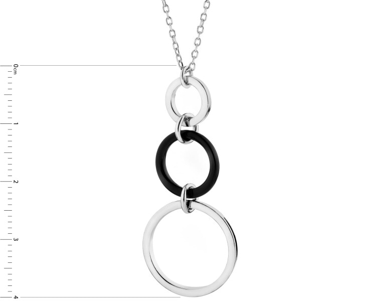 Rhodium Plated Silver Necklace with Glass