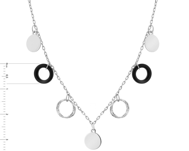 Rhodium Plated Silver Necklace with Glass