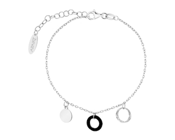 Rhodium Plated Silver Bracelet with Glass