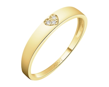 14 K Yellow Gold Band Ring with Cubic Zirconia