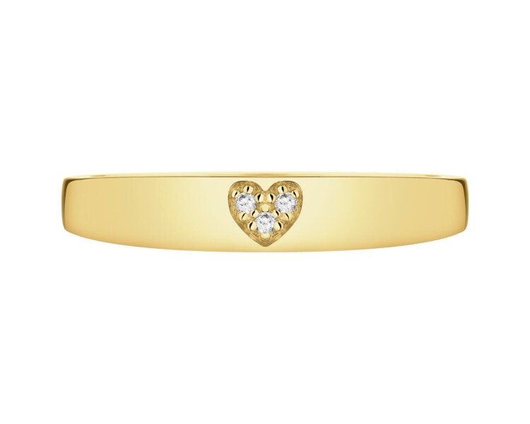 14 K Yellow Gold Band Ring with Cubic Zirconia