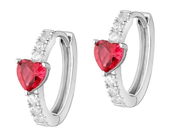 Rhodium Plated Silver Hoop Earring with Cubic Zirconia