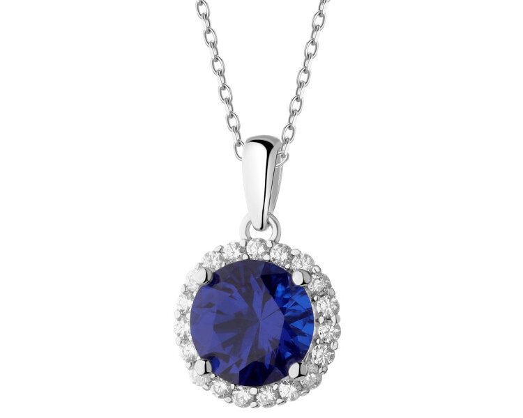 Rhodium Plated Silver Pendant with Cubic Zirconia