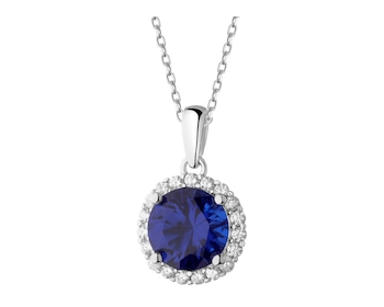 Rhodium Plated Silver Pendant with Cubic Zirconia