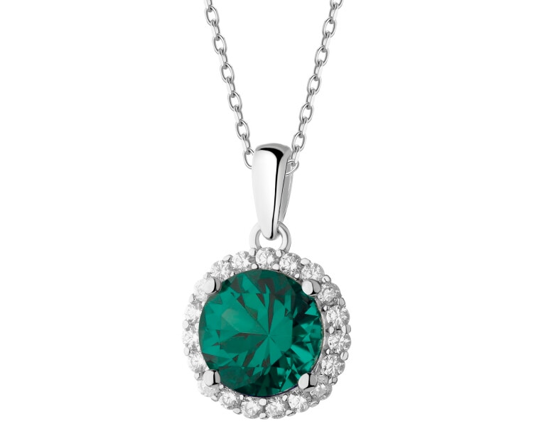 Rhodium Plated Silver Pendant with Cubic Zirconia