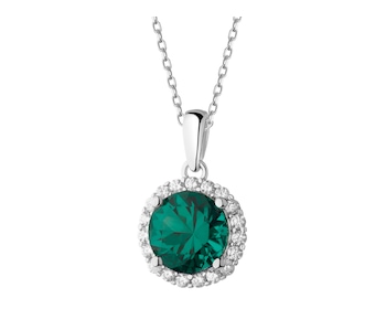 Rhodium Plated Silver Pendant with Cubic Zirconia