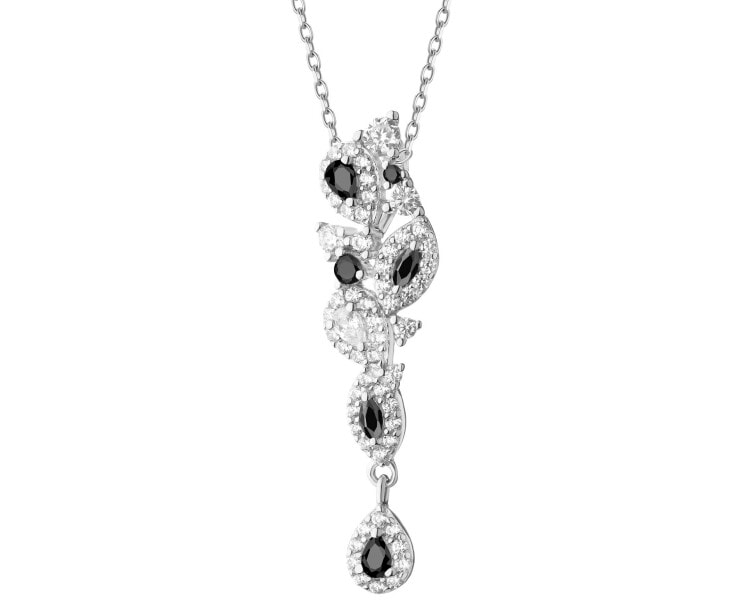 Rhodium Plated Silver Pendant with Cubic Zirconia