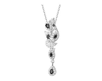 Rhodium Plated Silver Pendant with Cubic Zirconia