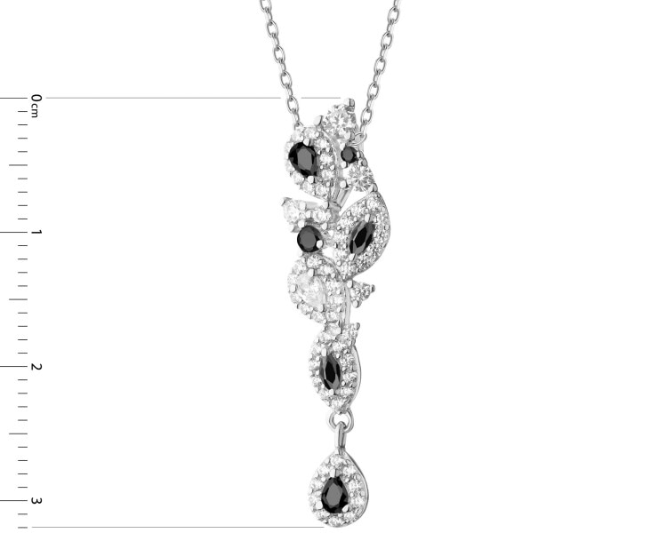 Rhodium Plated Silver Pendant with Cubic Zirconia