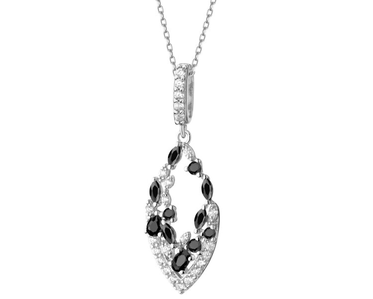 Rhodium Plated Silver Pendant with Cubic Zirconia