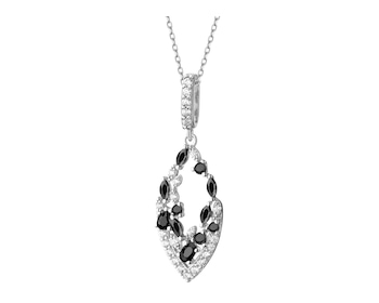 Rhodium Plated Silver Pendant with Cubic Zirconia