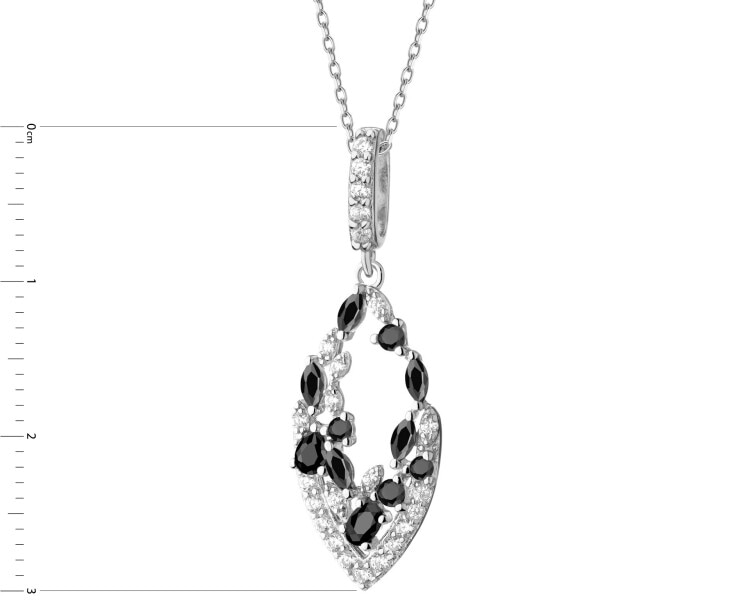 Rhodium Plated Silver Pendant with Cubic Zirconia