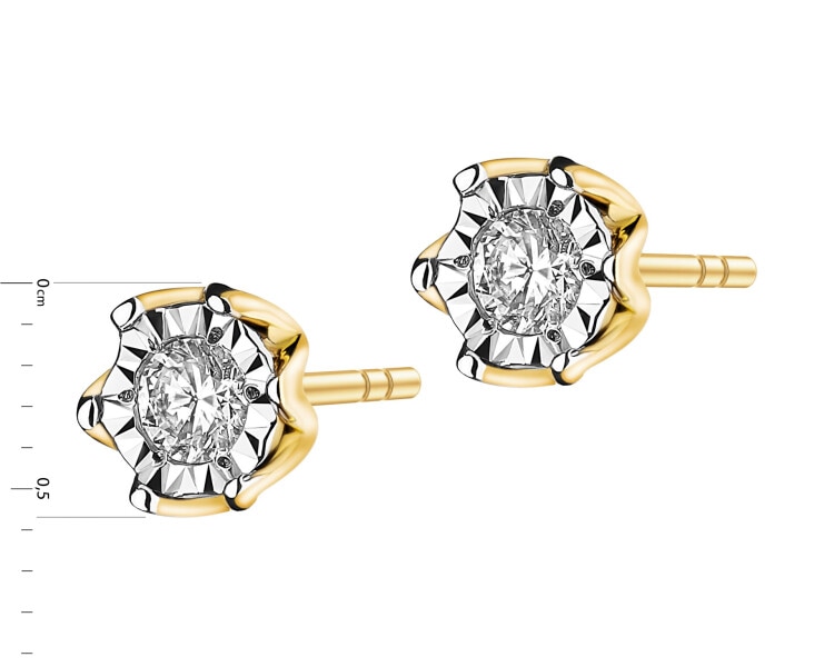 585 Yellow And White Gold Plated Earrings with Diamonds - 0,20 ct - fineness 585