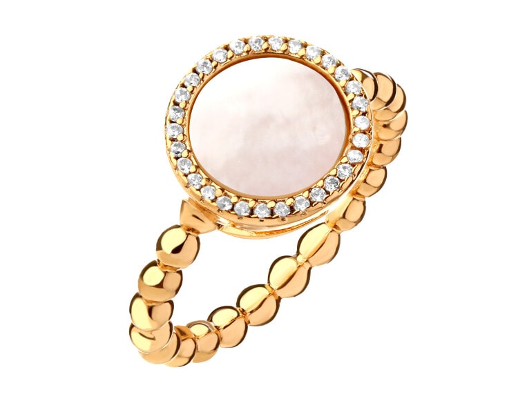 Gold-Plated Brass Ring with Mother Of Pearl