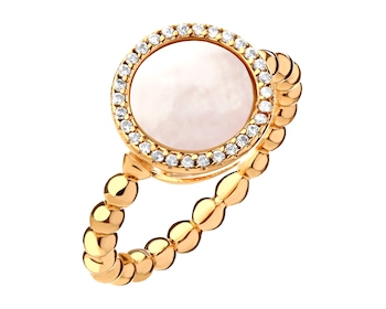 Gold-Plated Brass Ring with Mother Of Pearl