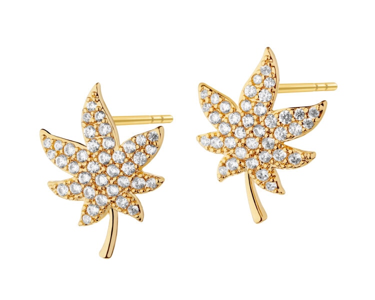 Gold-Plated Brass Earrings with Cubic Zirconia