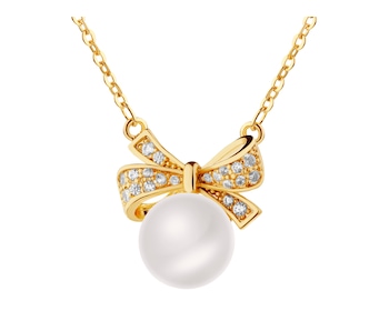 Gold-Plated Brass Necklace with Pearl