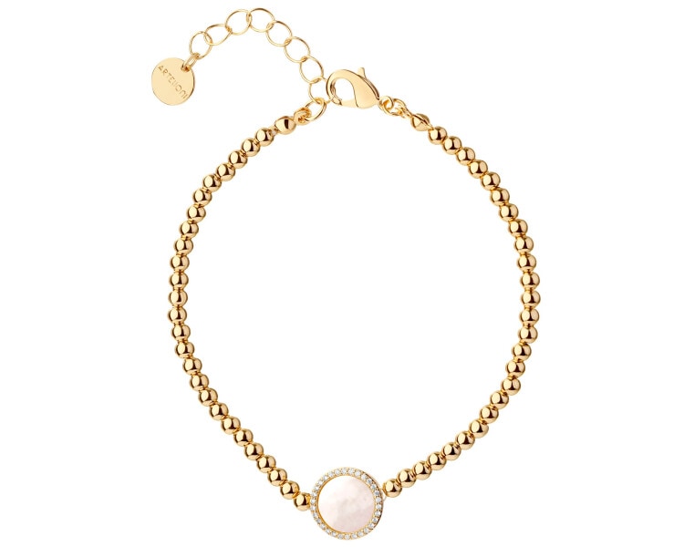 Gold-Plated Brass Bracelet with Mother Of Pearl