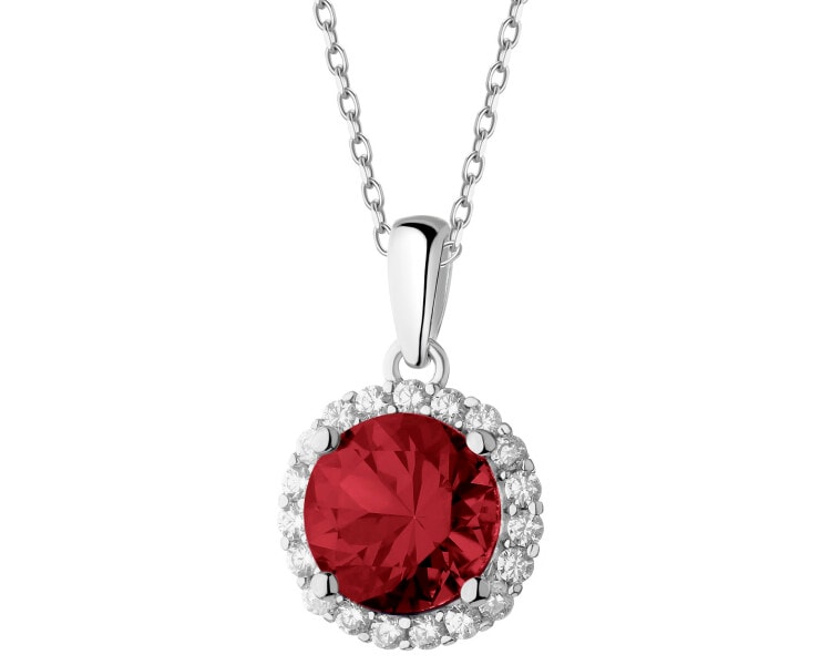 Rhodium Plated Silver Pendant with Cubic Zirconia