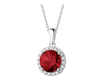 Rhodium Plated Silver Pendant with Cubic Zirconia