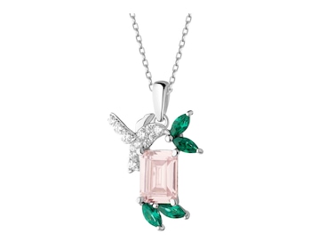 Rhodium Plated Silver Pendant with Cubic Zirconia