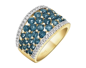 14 K Rhodium-Plated Yellow Gold Ring  - fineness 14 K