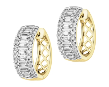 14 K Rhodium-Plated Yellow Gold Hoop Earring  - 0,66 ct - fineness 14 K