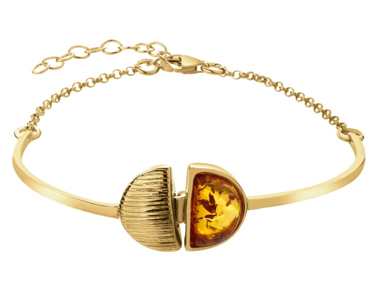 Gold-Plated Silver Bracelet with Amber