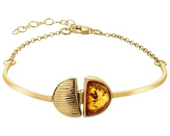 Gold-Plated Silver Bracelet with Amber